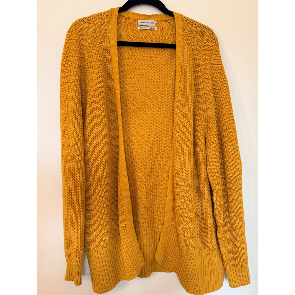 Urban Outfitters Mustard Yellow Shaker Knit Open Front Cardigan Sweater Medium